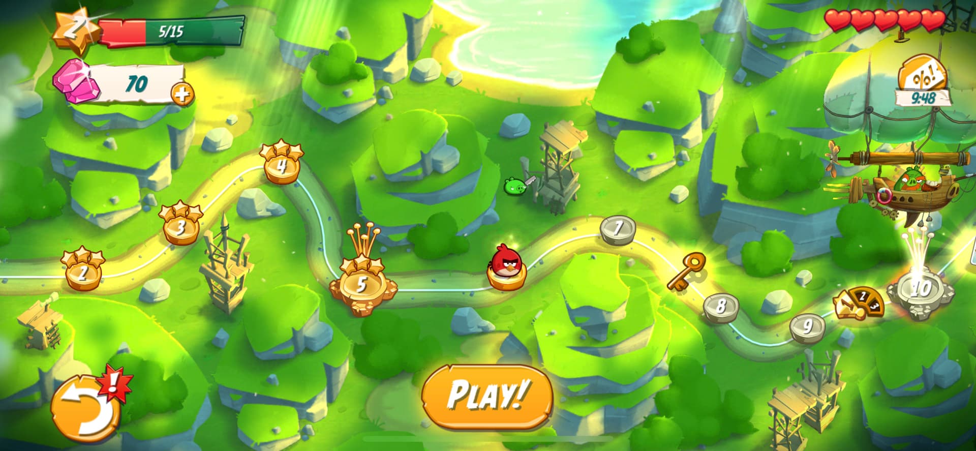 Progresión de niveles en Angry Birds