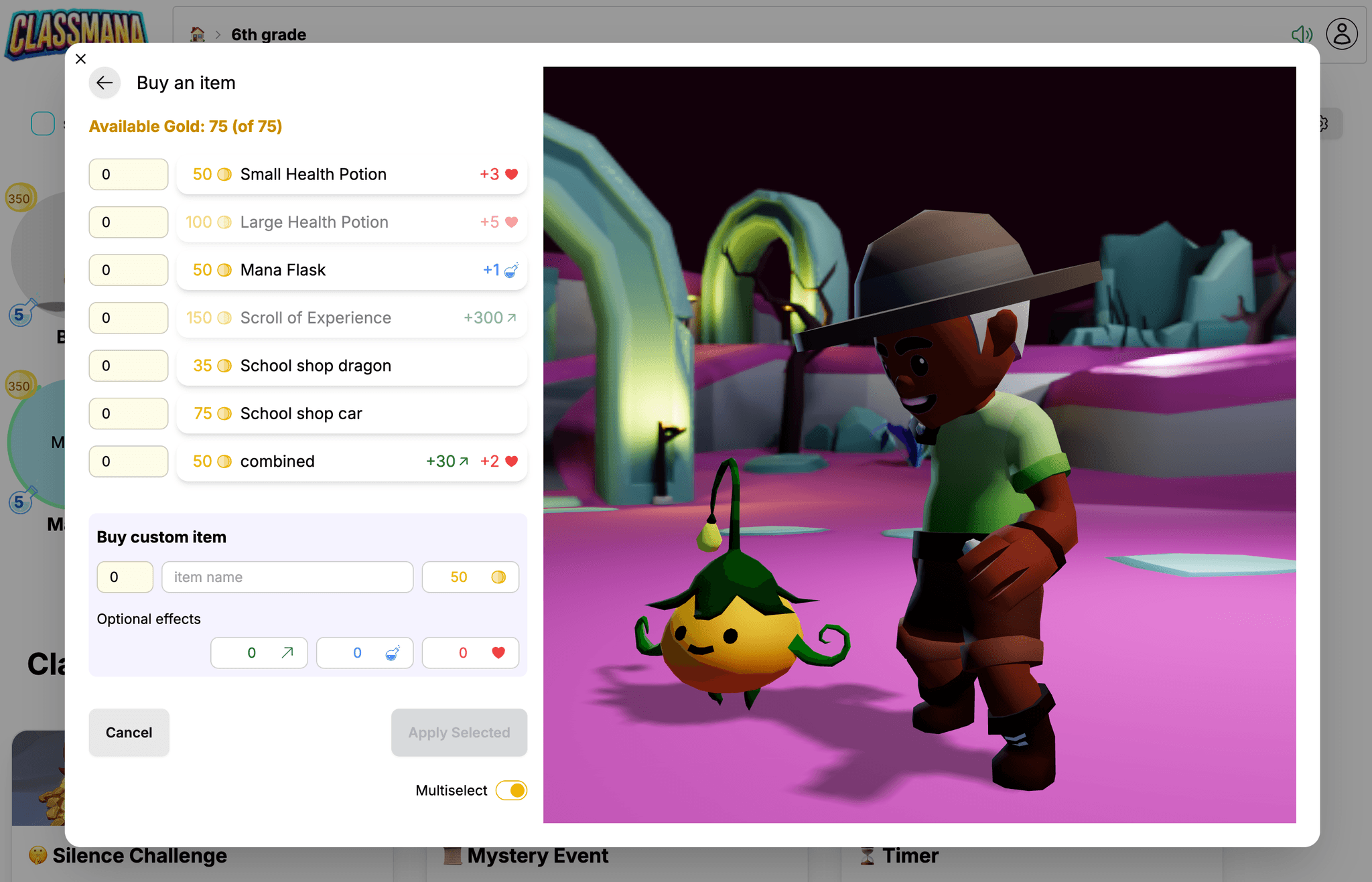 Interruptor de modo multiselección para compras en la tienda