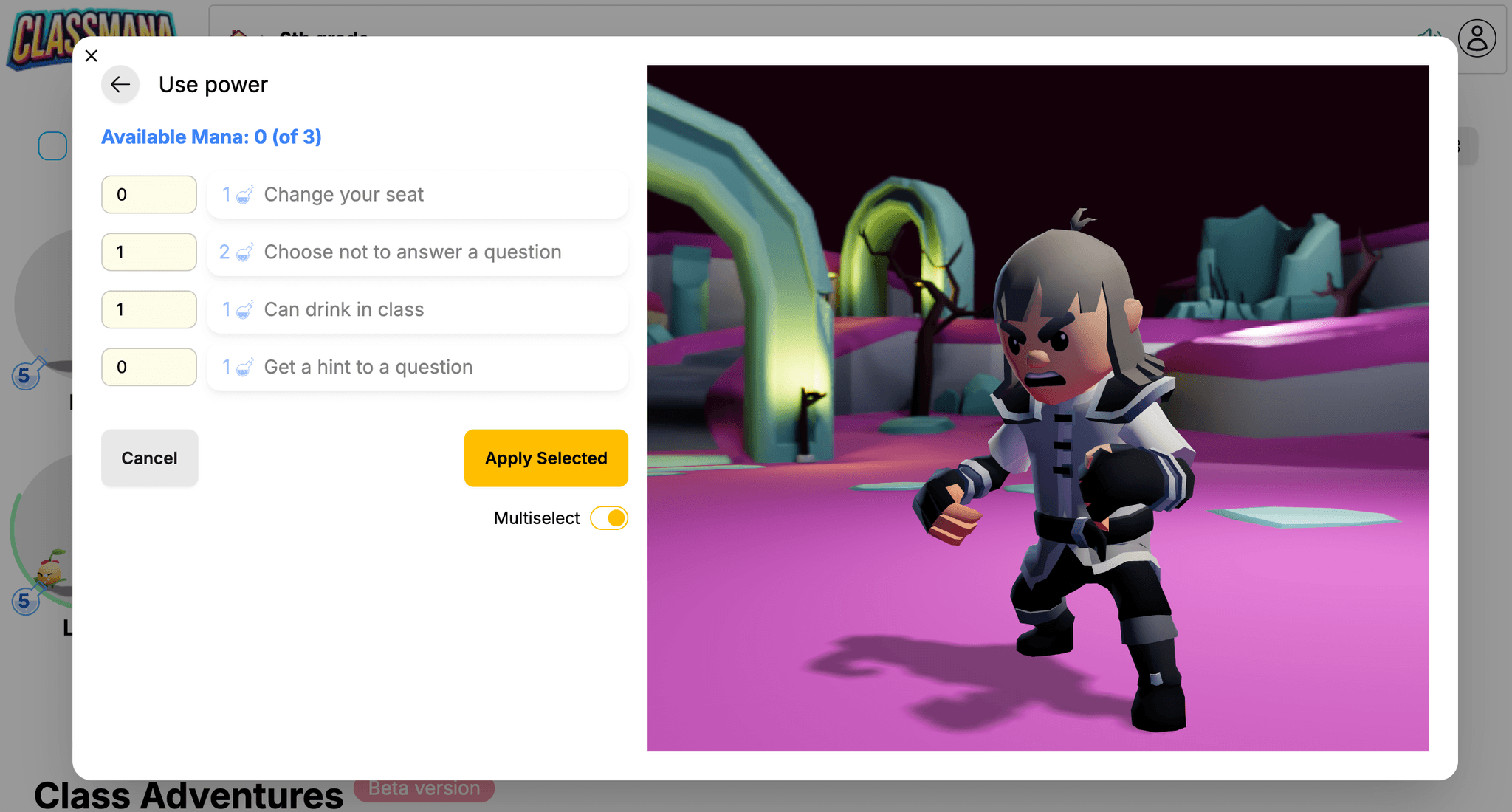 Interruptor de modo multiselección para poderes